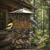 Large Capacity Hanging Bird Feeder Clear View Cylindrical Food Dispenser Rainproof Multi-functional Bird Feeding Station Patio
