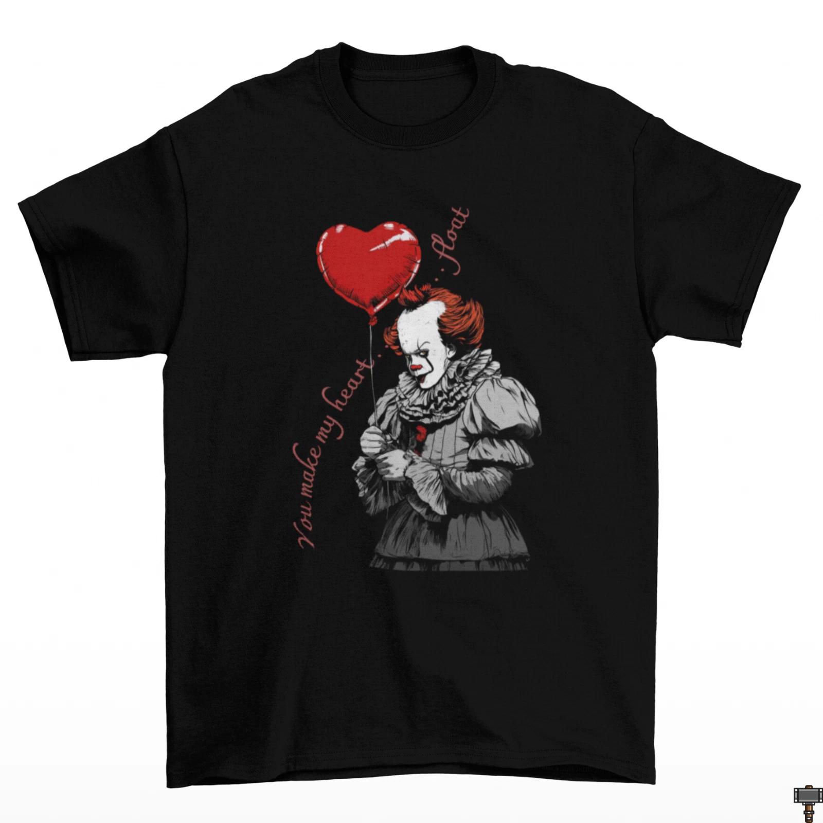 Pennywise IT Valentines Day Adult Black T-Shirt Cotton Halloween Float Heart M