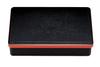 Wakaizumi Long Bento Box with Rounded Black Rim with Vermilion Vermilion and Black Lacquerware, A-size 10-inch Corners, Trim, D.X. Divider, Top,