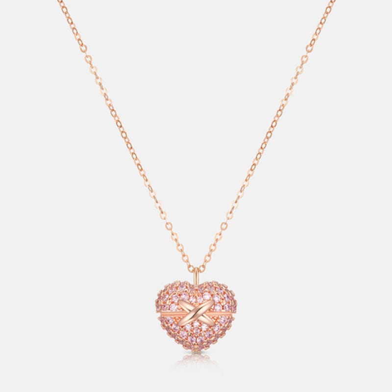 METROCITY JEWELRY Cuore Sterling Silver Rose Necklace A243SN1227RPP