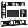 TV Cabinet Set 8 pcs Black Oak Effect Wood Based Panel