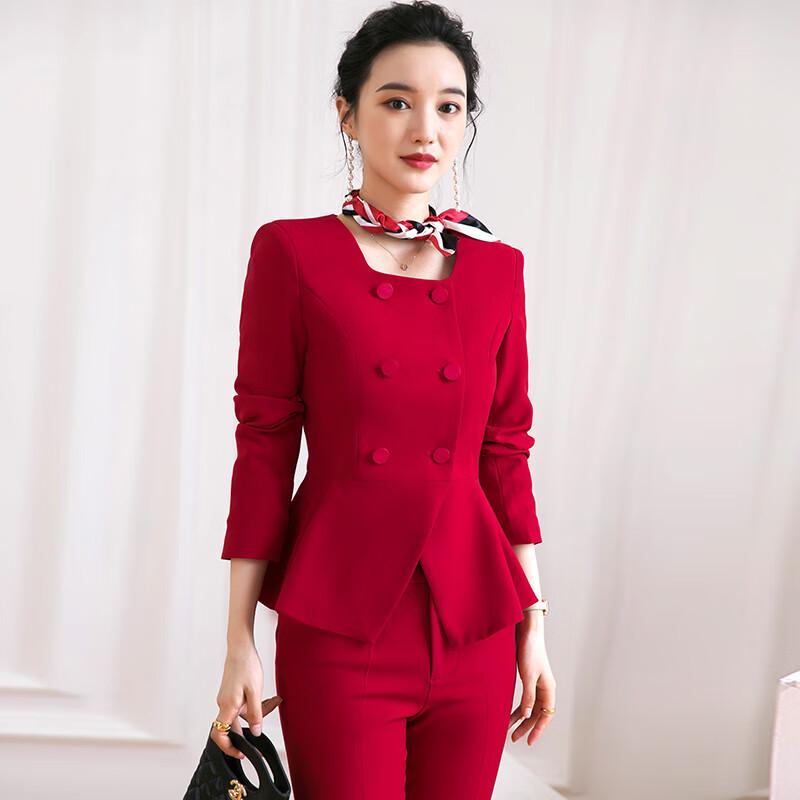 Women's Professional Red Suit Set