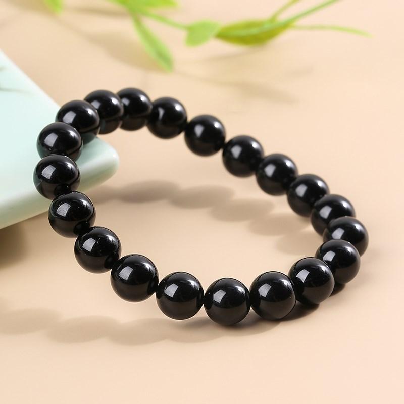 Přírodní kámen 7A Černé turmalínové korálkové náramky Ženy Léčivé krystaly Čakra Jóga Meditace Šperky Náramky Schorl Strand