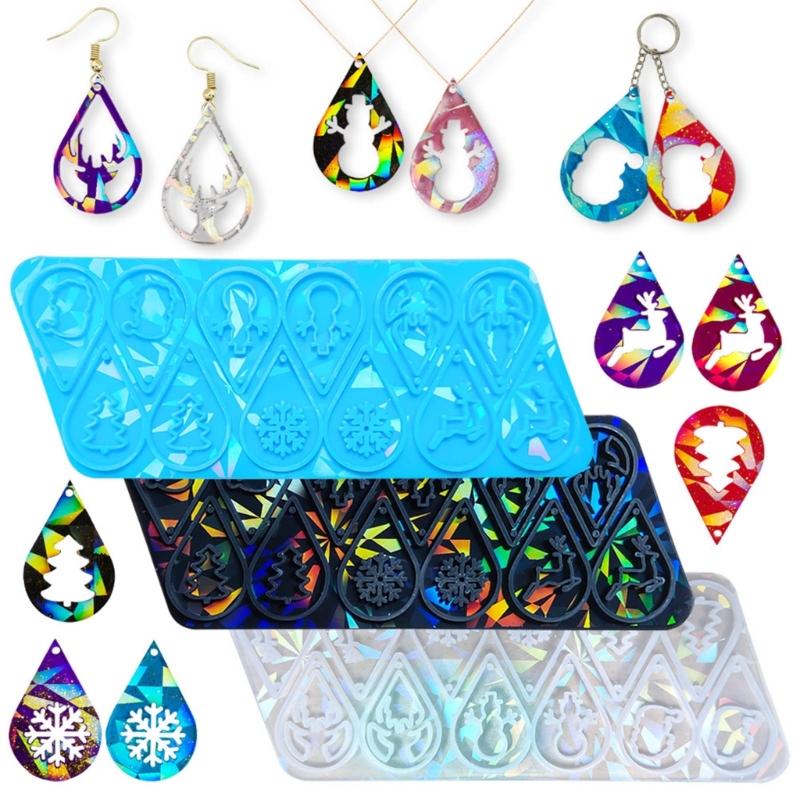 Portable Silicone Mold DIY Christmas Earrings Casting Molds Tear Drop Shapes Jewelry Making Moulds for DIY Lovers