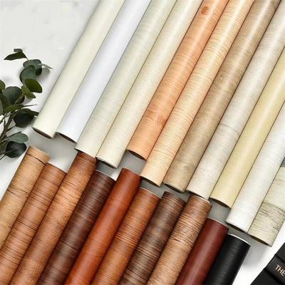 Wood Grain Home Decor Furniture Waterproof Vinyl Wall Sticker Self Adhesive PVC Wallpaper Kitchen Desktop Cabinet Door Sticker