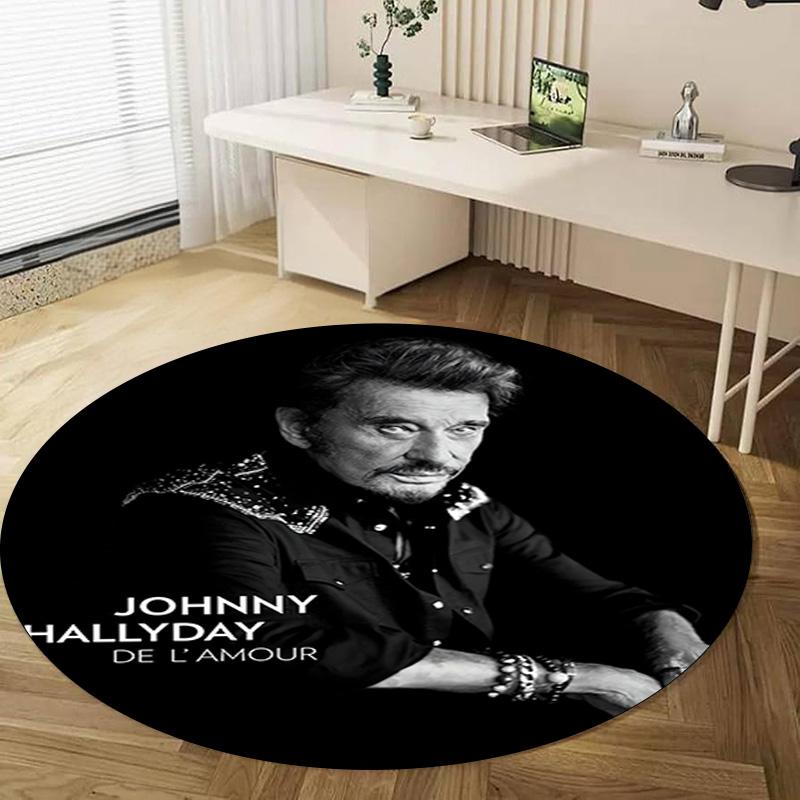 Johnny Hallyday Circular Rug - Office Decorative Carpet For Living Room Bedroom Door Mat Floor Rug Computer Chair Area Rug