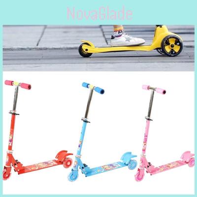 Childrens Iron Three Wheel Flashing Scooter With Foldable Design For Play And Travel