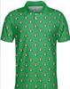 Cool Tropical Print Short Sleeve Polo, Unique Sasquatch & Flamingo Pattern