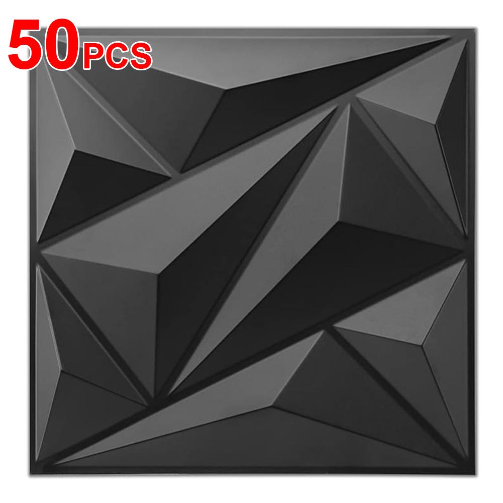 

50/100Pcs 3D Wall Panel Diamond Design 30x30cm Wall Decoration Stickers Mural Tile Panel Mold PVC Accent Textured Wall Panels 30X30CM
