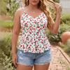 Blusa Taglia L con Top a Scollo all'Americana Stampato, Maglia Base per Donna