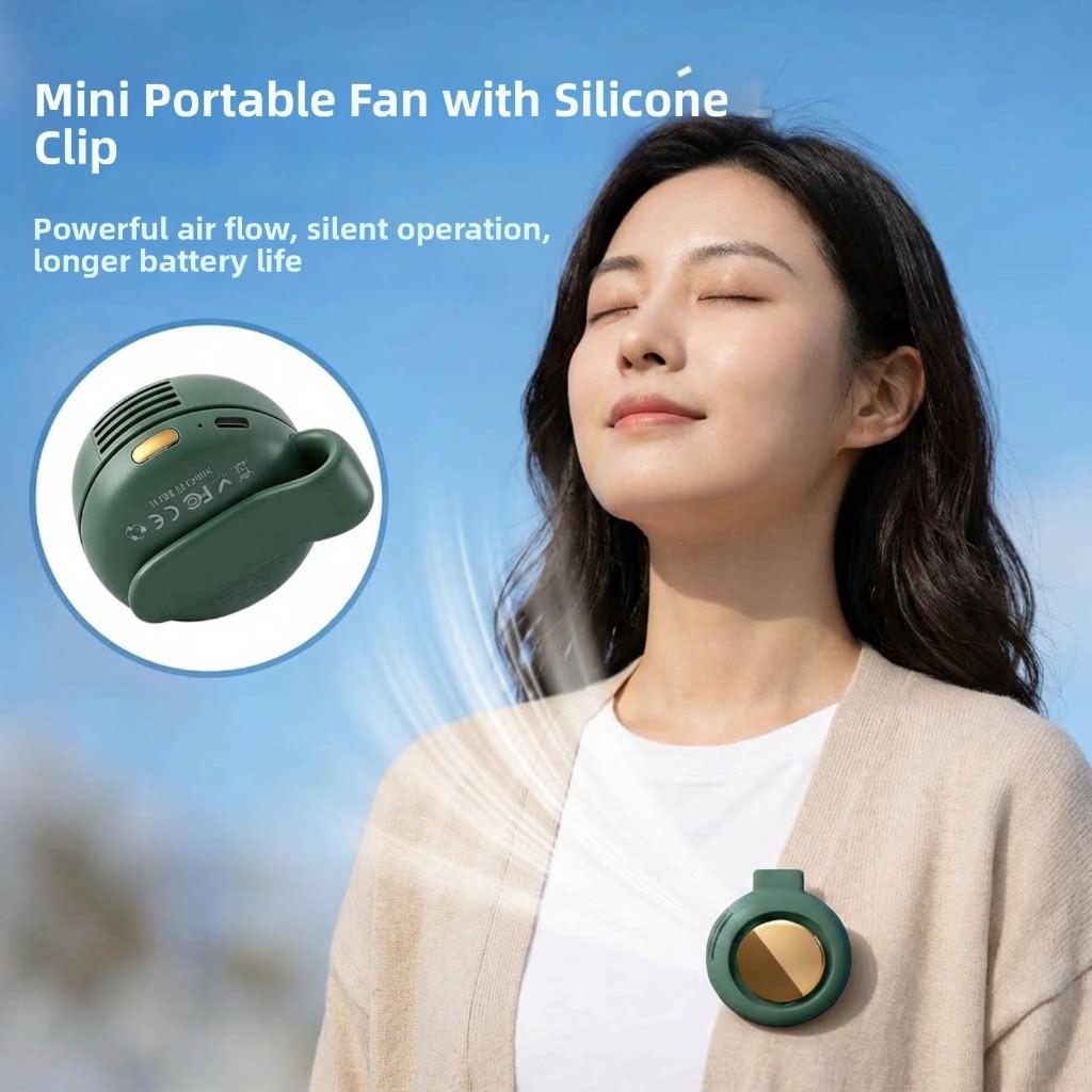 MF019 Mini Whirlwind Portable Snap On Charging Fan Waist Clip Mini Whirlwind Fan 3-Speed Handsfree Silent Strong Wind