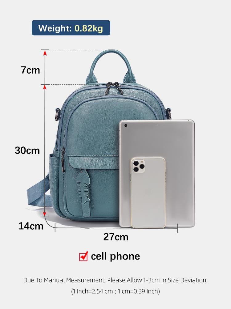 Zency 2025 Genuine Leather Backpack Multi-pocket Design Travel Convertible Shoulder Bag