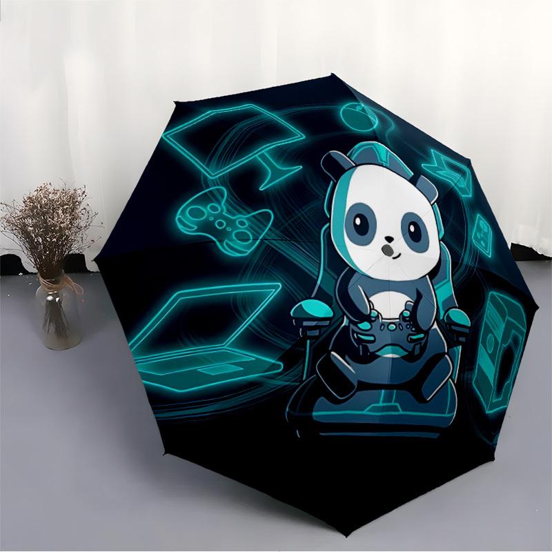 1pc Gamer Panda Auto Open/close, All-Season Portable Folding Umbrella for Women & Men, Travel, Everyday, Formal Events - Compact Luxury Parasol, Outdo