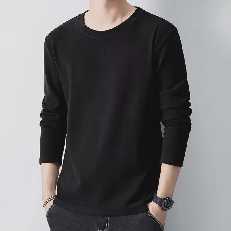 Maglietta calda a maniche lunghe in velluto tedesco slim-fit da uomo con scollo tondo per autunno/inverno