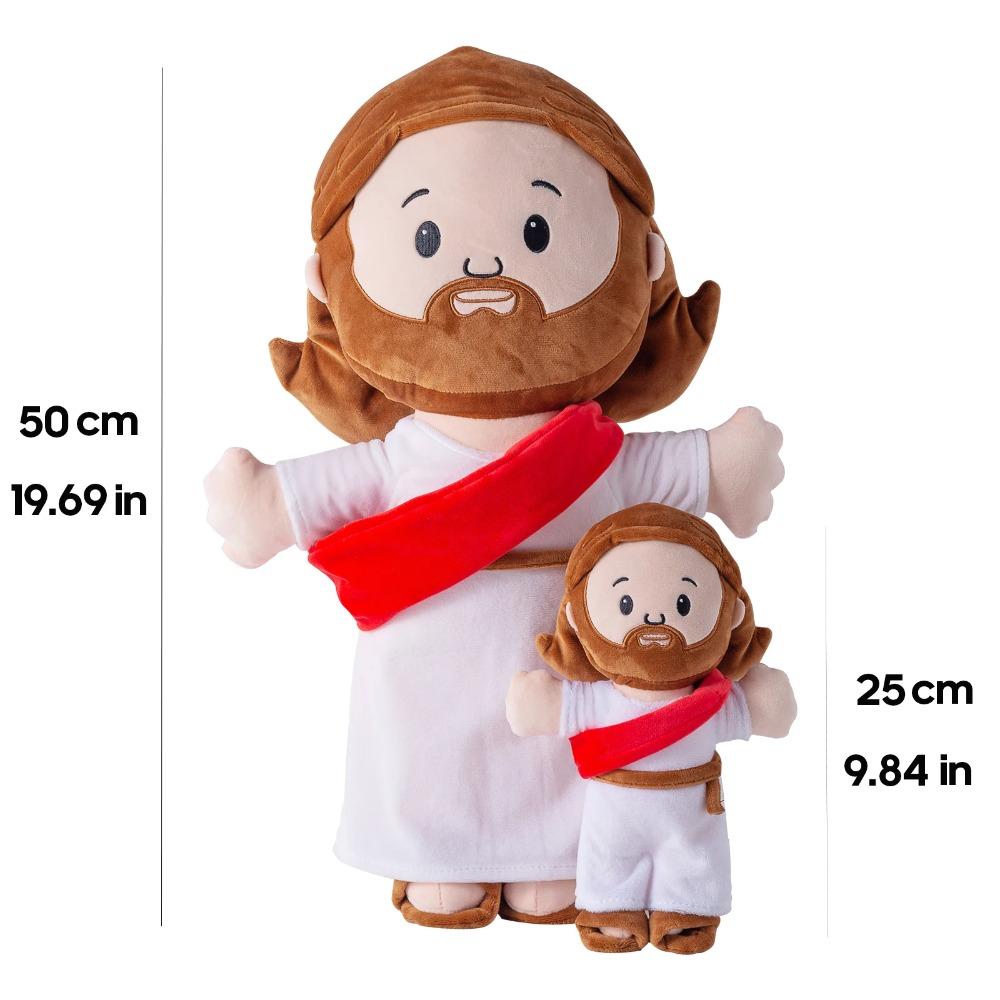 25cm/50cm Cartoon Jesus Kissen Stofftier Nachttisch Sofa Kissen Weihnachtsgeschenk Weiche Plüschpuppe mit Bibelkissen für Kinder