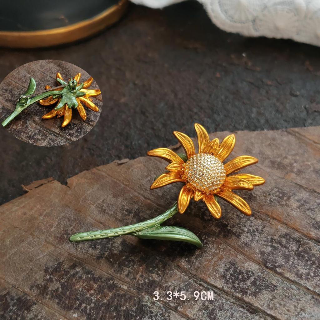 Handmade Vintage Lily of the Valley Enamel Leaf Brooch Pin