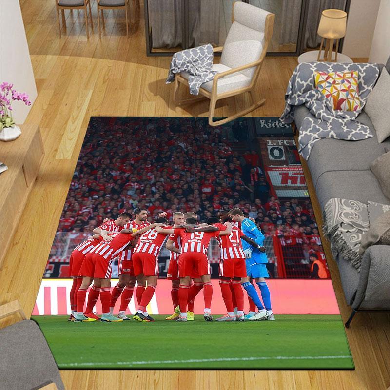 Union Berlin Players Flannel Printed Carpet, Home Sofa Decoration for Living Room & Bedroom, Non‑Slip Play Flannel Floor Mat for Game Room