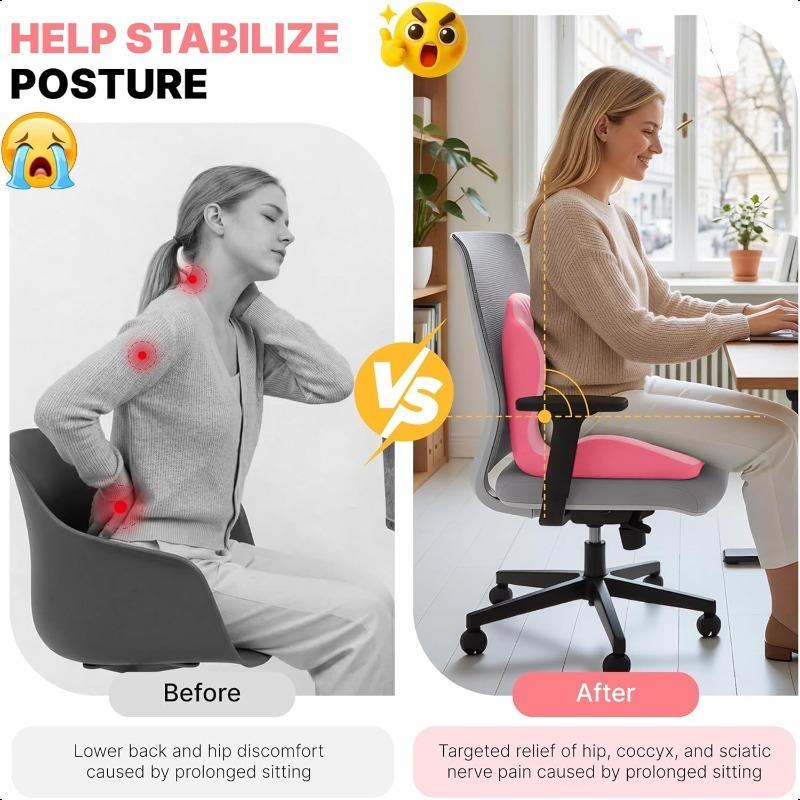 Ergonomic seat cushion, L-shaped integrated design office chair seat cushion, coccyx hollow memory foam orthopedic seat cushion