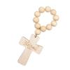 Pingente de cruz com contas de rosário de madeira ornamento religioso cristão pendurado para primeira comunhão batismo presente de batismo