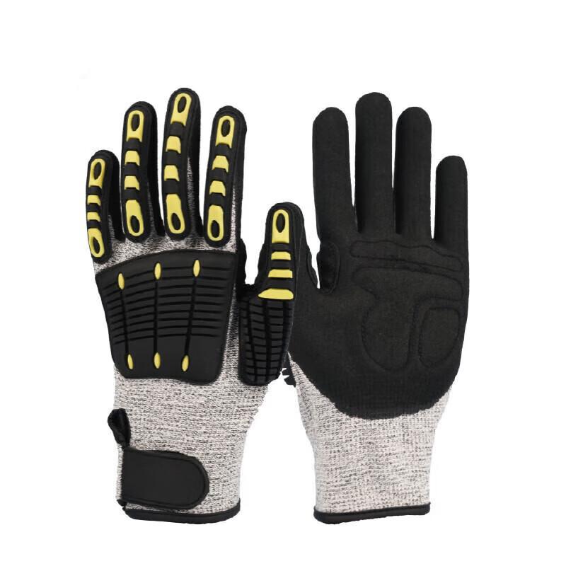 Handun 13-Gauge Nitrile Anti-Impact Work Gloves серый