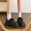 Plattformsko i lær for kvinner Chunky Loafers 7 cm hæl Japansk Koreansk Stil Rund Tå PU Oxford Svart Brun