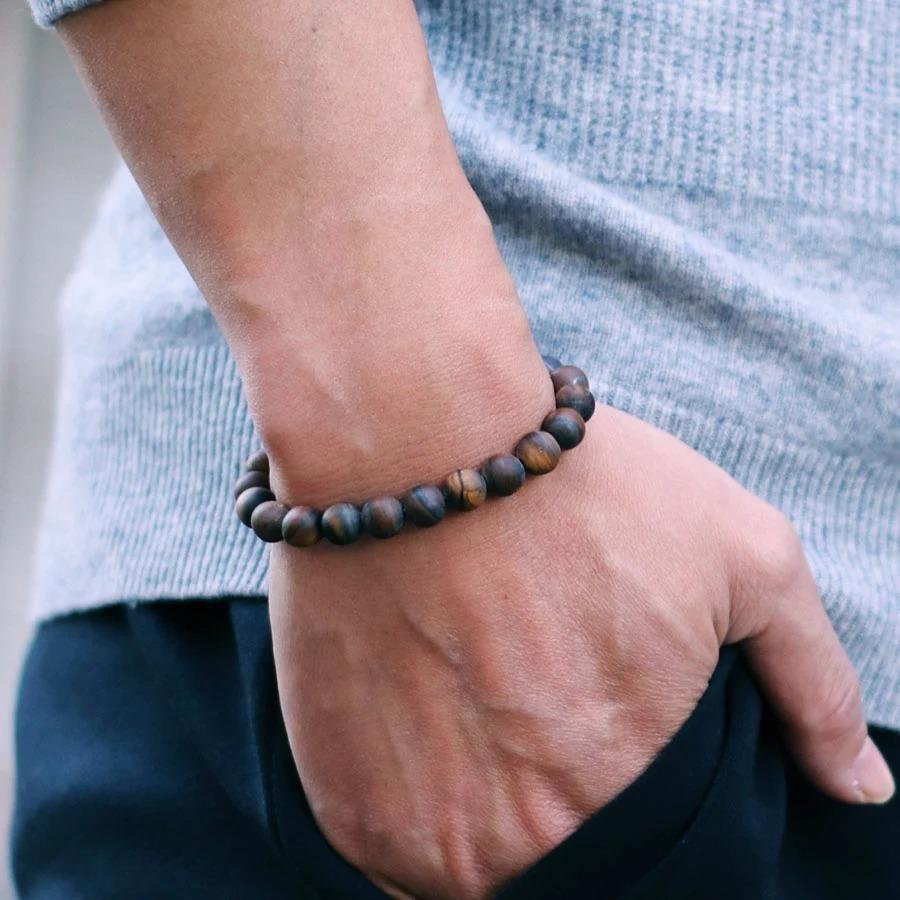 Genuine Natural Stone Bracelet Men 8mm Frosted Beaded Braslet Minimalist Gemstone Braclet Hand Accessories For Hombre Pulseria