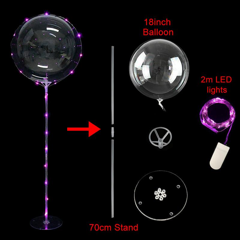 1Set Led Balloon With Column Stand Luminous Transparent Bobo Balloons Stand LED String Lights Wedding Birthday Party Decoration