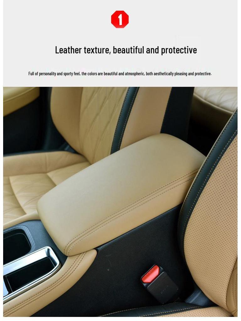 14th Gen 20-21 Sylphy Center Console Box Cover - Genuine Superfiber Leather Armrest Protector