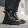 Men's Martin boots new versatile fashion trend autumn and winter thick bottom heightening high-top tooling boots men 70022-J