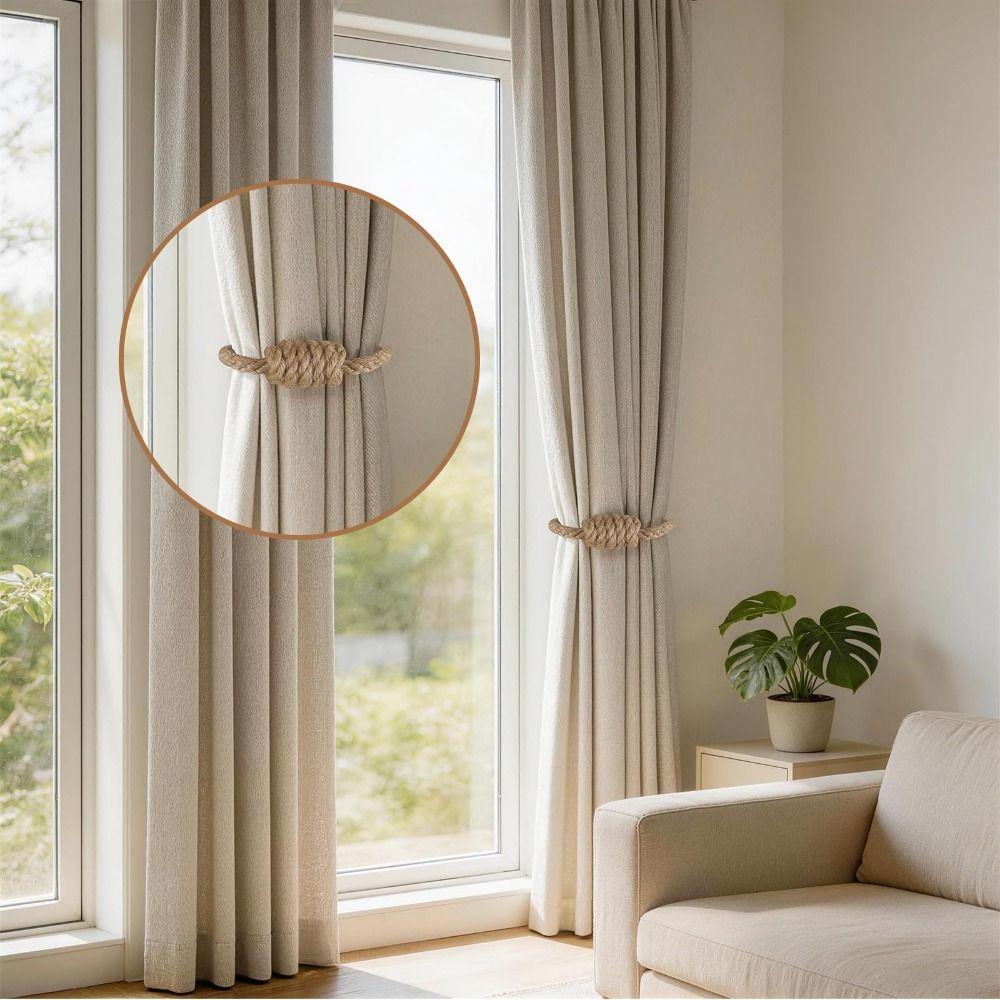 2 Pack Creative Magnetic Curtain Tiebacks Rope Knot Curtain Tiebacks Curtain Holdbacks  Home Decor