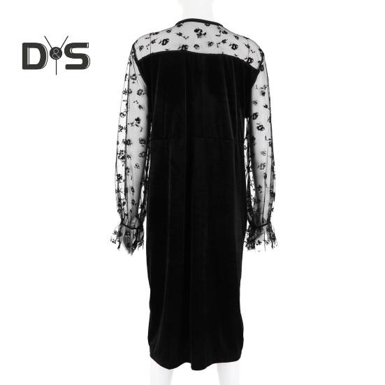 Elegantes Midikleid für Damen mit V-Ausschnitt, Spitzennähten, langen Ärmeln, figurbetontes Kleid in Übergröße, tailleneng, schmales Kleid, Clubwear