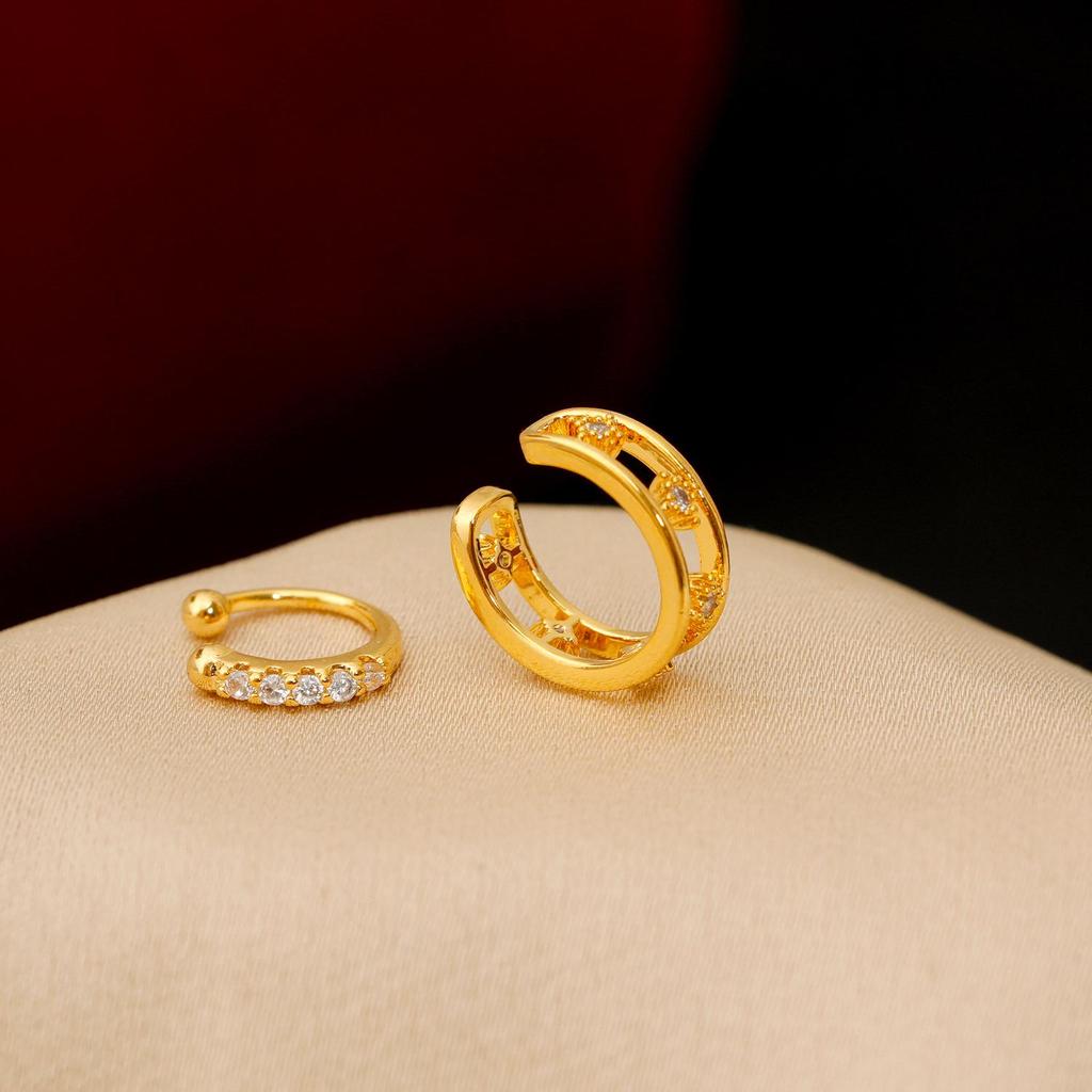 2024 New Stacked Ear Cuff Earrings: Hollow Zirconium, High-End Light Luxury for Women Without Piercings.