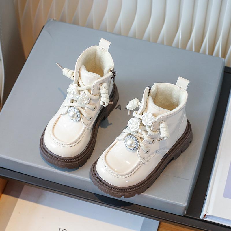 

Женские бархатные ботильоны со стразами - Боковая молния, Осень/Зима Sizes 23-25/Pack of 3 грязно-белый