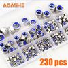 230pcs Steel Locknut Kit: Metric Nylon Insert Locknuts (M3-M12), Fully Threaded, for Bolts In Various Environments.