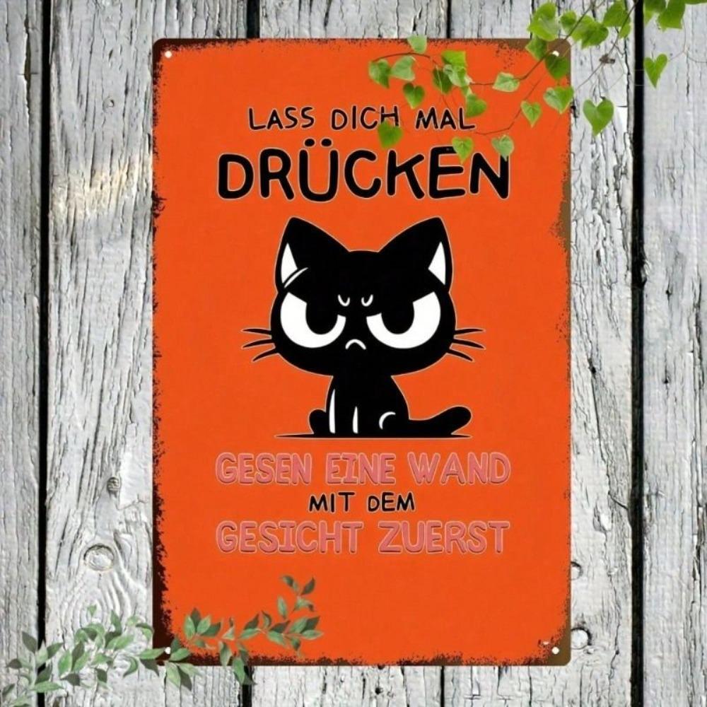 Vintage Metal Cat Sign 20x30cm Rustic Wall Decor for Kitchen Garden Home