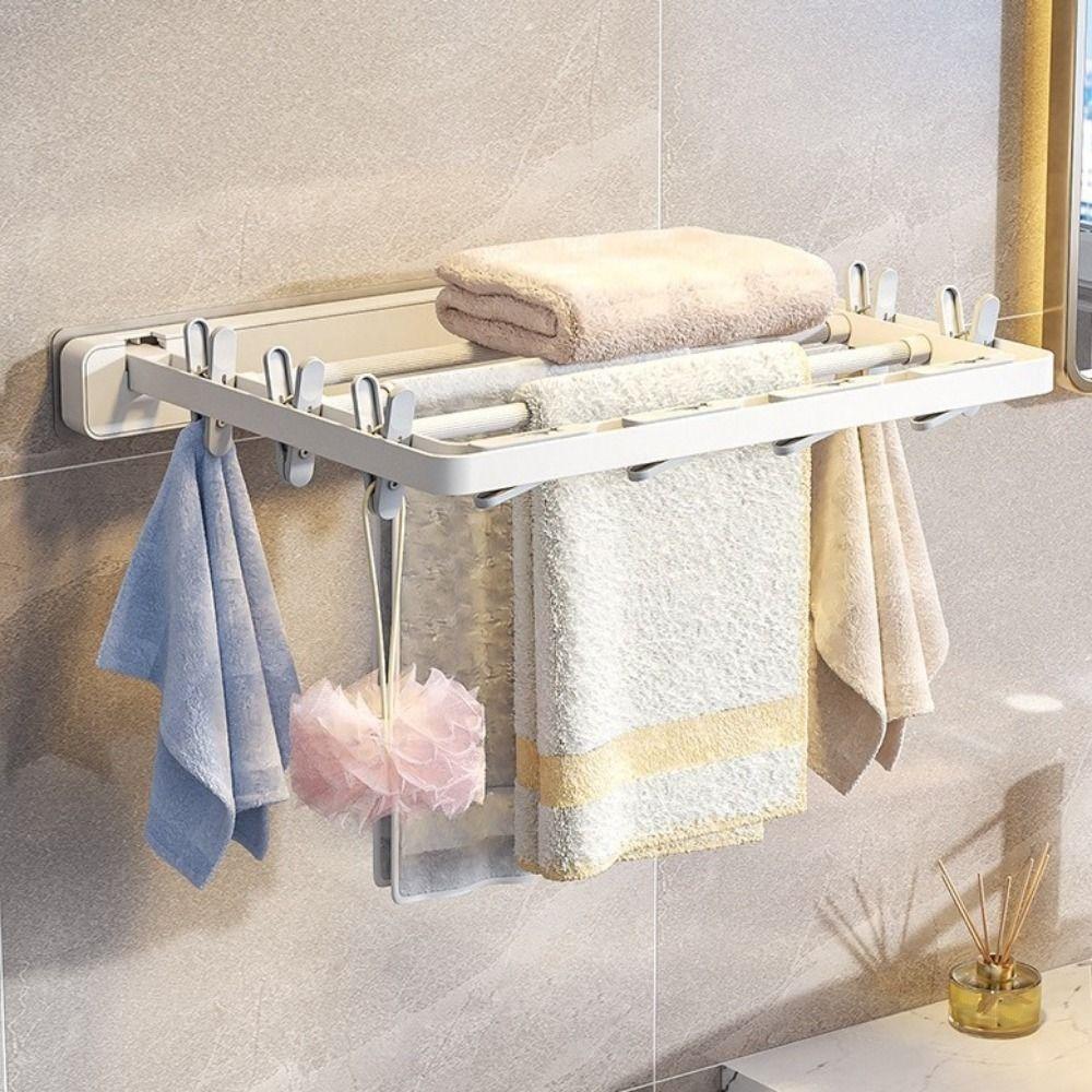 Windproof Folding Drying Rack Plastic Wall Mounted Clothes Dryer Underwear Drying Rack  Indoor