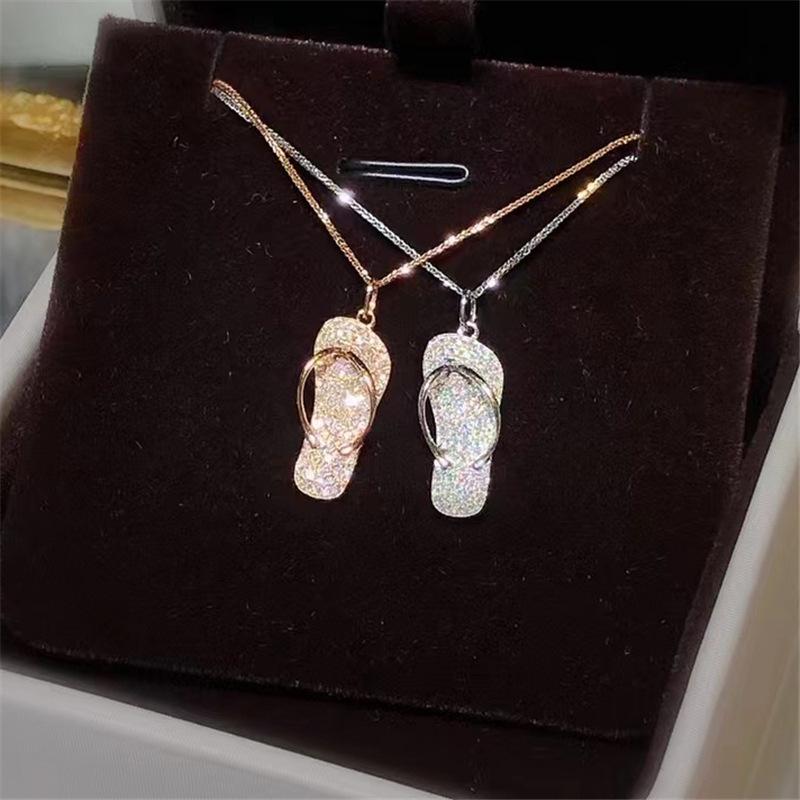 Women s Micro-Inlaid Diamond Slipper Pendant Necklace - Simple, Versatile Clavicle Chain for a Personalized Fashion Statement