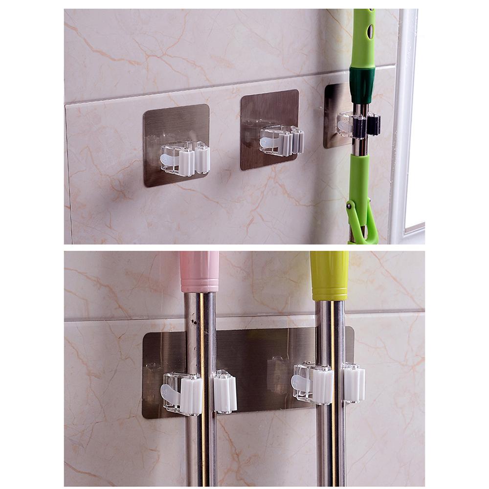 Wall Mounted Mop Holder Brush Broom Hanger Storage Rack Bathroom Cleaning Tool  Organizer Hanging Pipe Hooks mop holder