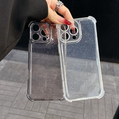 Custodia Trasparente in Silicone Morbido con Glitter per iPhone 16E 16 Pro 15 Pro Max 14 11 13 12 11 Antiurto Protezione Lente Cover Bumper Trasparente
