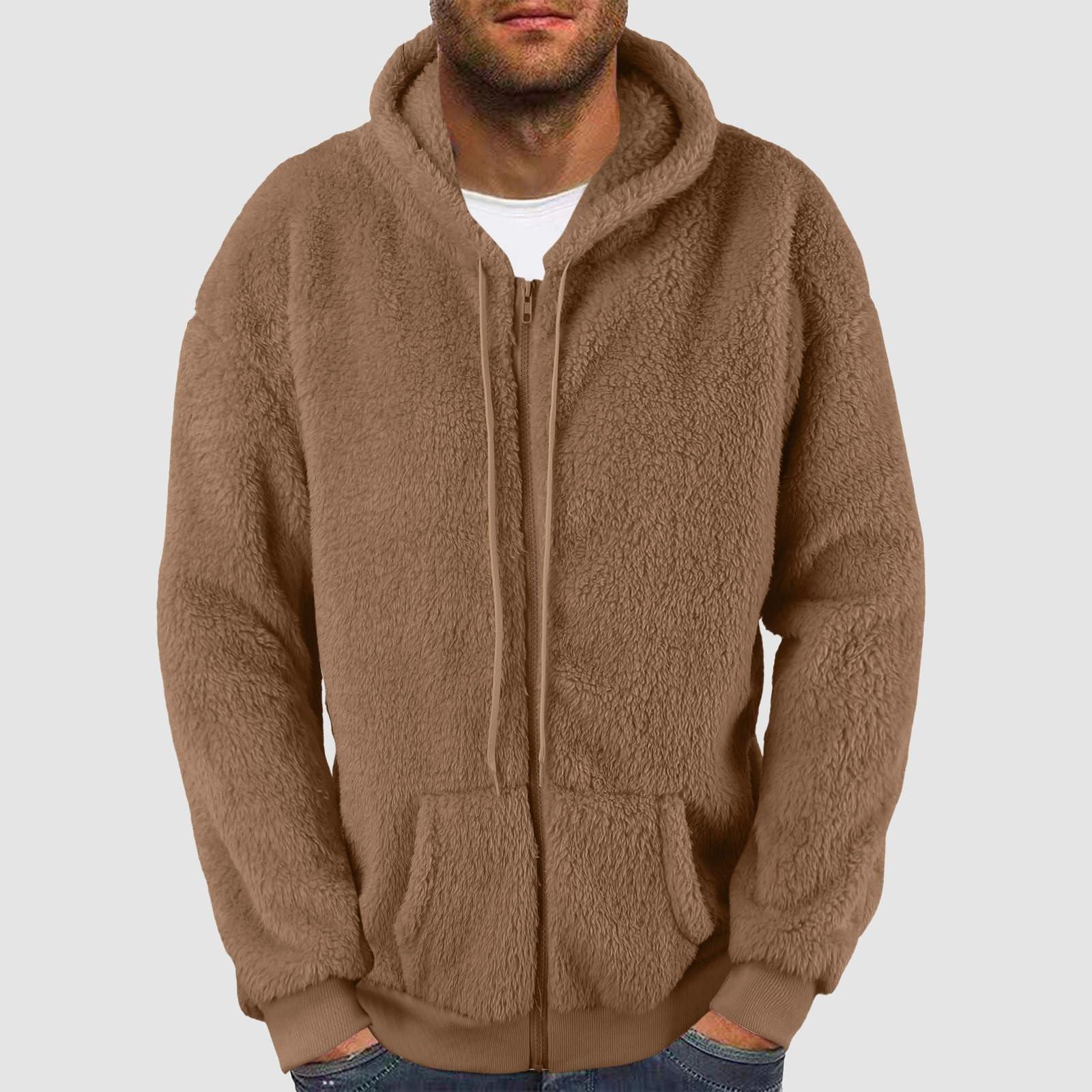 

Толстовки для мужчин с длинным рукавом из флиса, повседневные, пушистые, с круглым вырезом, теплые, зимние S хаки