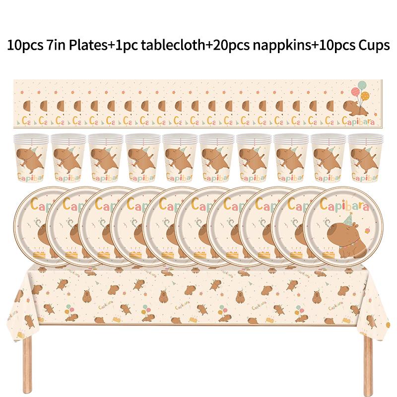 Capibara Capybara Birthday Decoration Disposable Tableware Birthday for Bara Baby Shower Tableware Balloons Capibara Cumpleaños