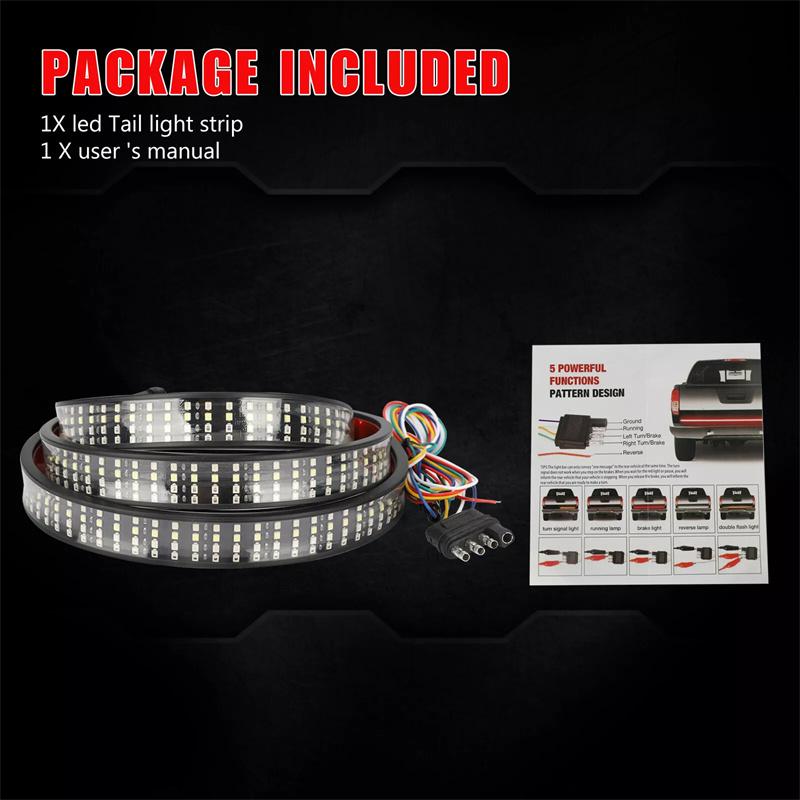 Truck Tailgate Light Bar 60 Inch Led Strip For Pickup Trailer Suv Full Function Brake Reverse Turn Signal Tail Lamp Waterproof