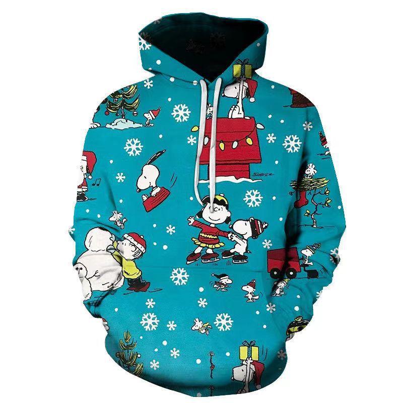 

2024 весна и осень новая мужская толстовка с капюшоном рождественская 3D цифровая печать повседневный свободный модный трендовый топ 6XL