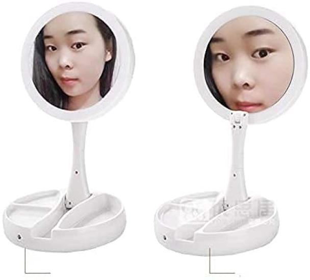 LED Makeup Adjustable 10x Magnification 1x Makeup Makeup Actress Tabletop Electric Makeup Stand Beauty Up Folding Stand Power USB 4 or 3 Storage