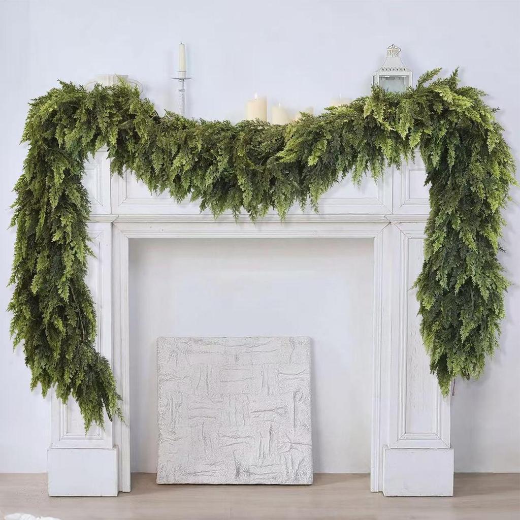 Christmas Garland Artificial Green Pine Decoration Artificial Garland for Wreath Fireplace Tree Mantel Porch Indoor Stairs Table