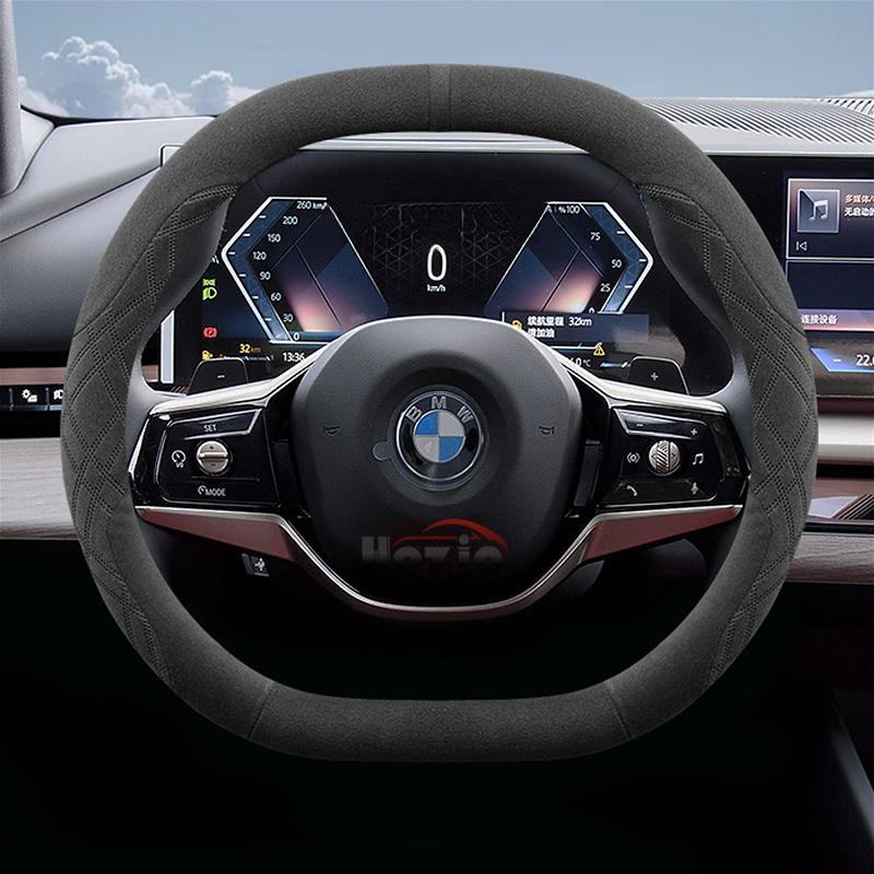 AAAOV1 Suede Leather Car Steering Wheel Cover for BMW 1 3 4 5 Series I5 I4 Z4 X3 M5 M4 M440i M3 M2 M135 2025 Auto Accessories