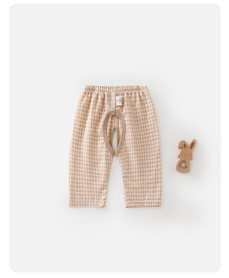 Baby Summer Cotton Crotch-Opening Lightweight Breathable Pants for Boys & Girls