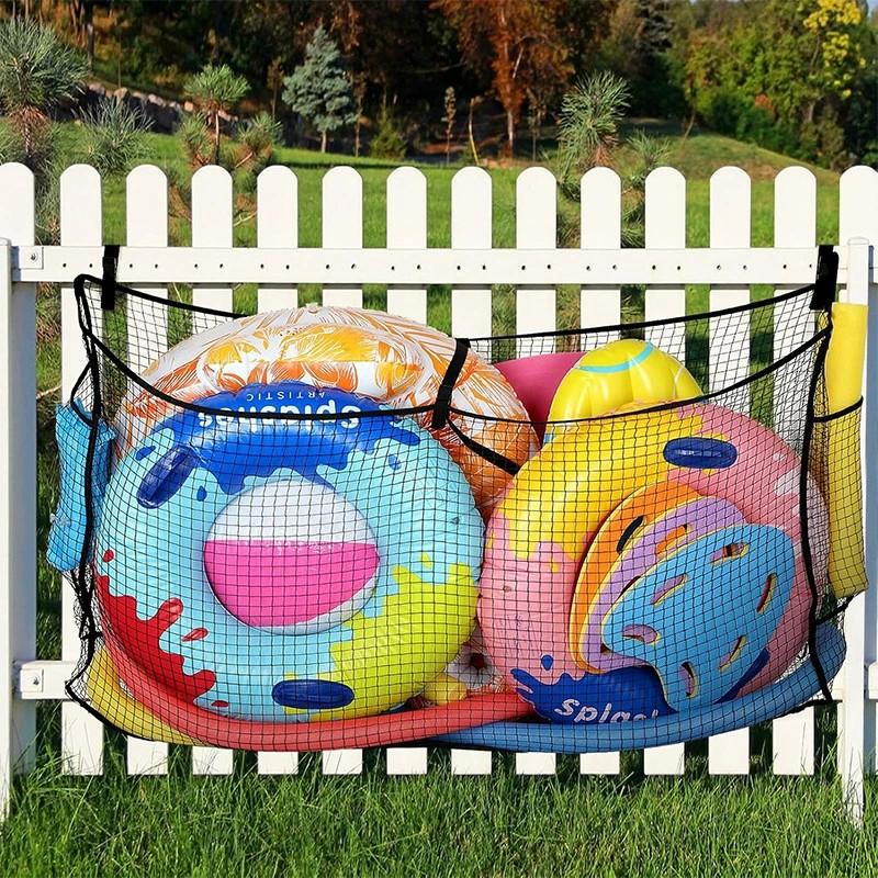 Large Pool Float Storage Net,59 x 11.8 x 33.5in Hanging Fence Toys Storage Mesh Net Organizer