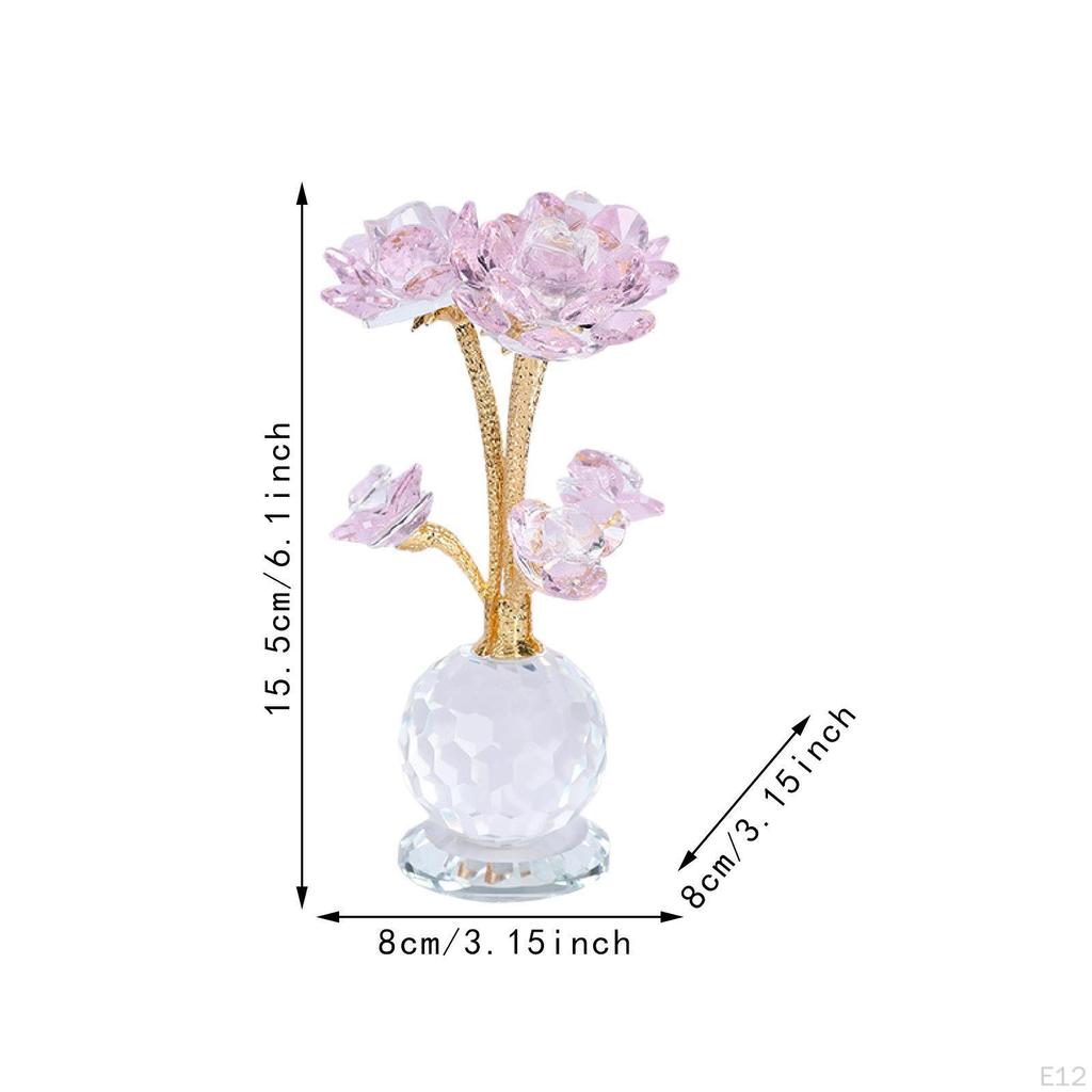 Lotus Flower Figurine Artwork Glass Statue for Cabinet Wedding Shelves
