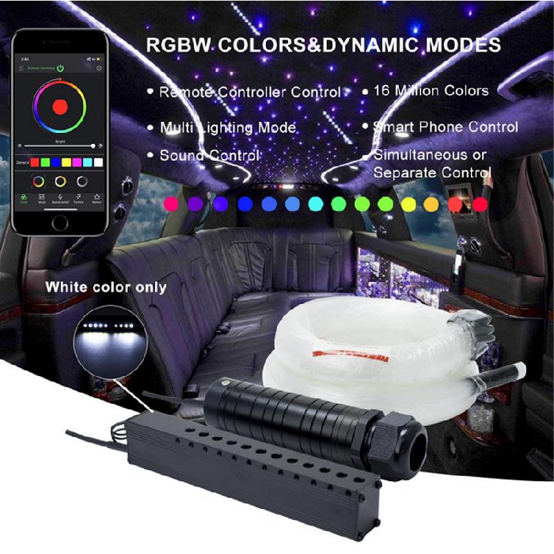 Set Of Rgbw Shooting Stars Led Ceiling Lights, 6W, 510 Pcs Optical Fibers, Bluetooth, O And Radio Frequency Control